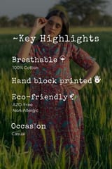 Sootisyahi 'Redley' Azofree Handblock Printed Pure Cotton Dress
