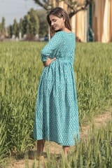Sootisyahi 'Teel-n-Feel' Azofree Handblock Printed Pure Cotton Dress