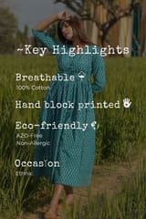 Sootisyahi 'Teel-n-Feel' Azofree Handblock Printed Pure Cotton Dress