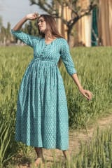 Sootisyahi 'Teel-n-Feel' Azofree Handblock Printed Pure Cotton Dress