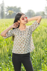 Sootisyahi 'Fresh Flora' Azofree Handblock Printed Pure Cotton Crop Top