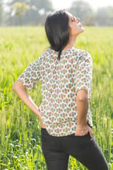 Sootisyahi 'Fresh Flora' Azofree Handblock Printed Pure Cotton Crop Top