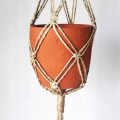 Craftlipi-CLASSIC Terracotta Planter with Jute Macrame Hanger Design1