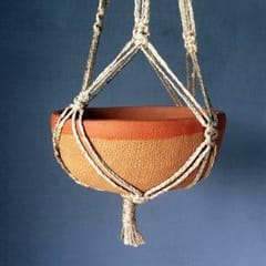 Craftlipi-SHALLOW Terracotta Planter with Jute Macrame Hanger
