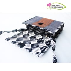 Craftlipi-Sling Bag (Madur) : Made of Natural Straw and Pure Cotton Fabric : Grey