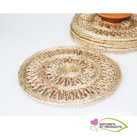 Craftlipi-Handwoven Jute Round Table Mat Set of 6 (10.5 inch)