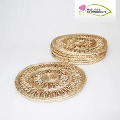 Craftlipi-Handwoven Jute Round Table Mat Set of 6 (10.5 inch)