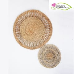Craftlipi-Handwoven Jute Table Mat Combo : Set of 1 Center Table Mat and 6 Medium Size Table Mat
