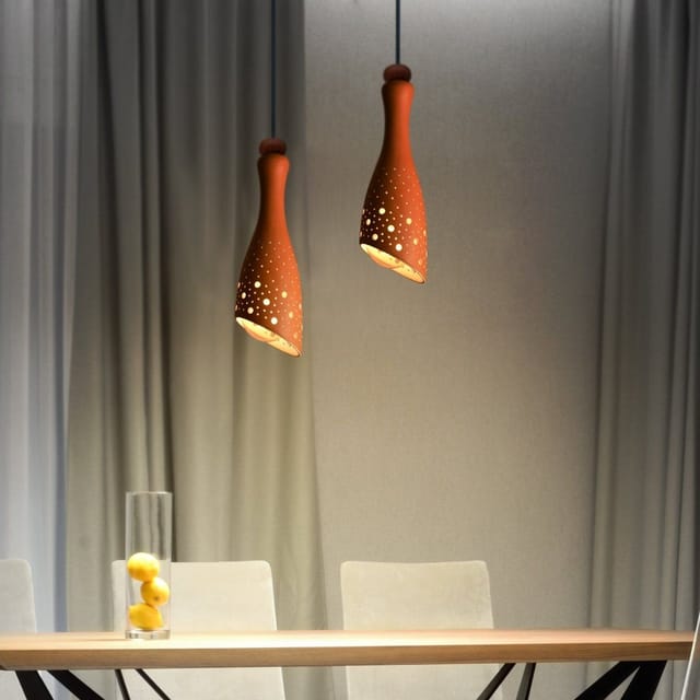 Craftlipi-"BOT Slice" Terracotta Hanging Lamp
