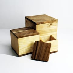 Craftlipi-Wooden BOX Set : Desktop / Tabletop Organizer : A Set Of 3 Boxes