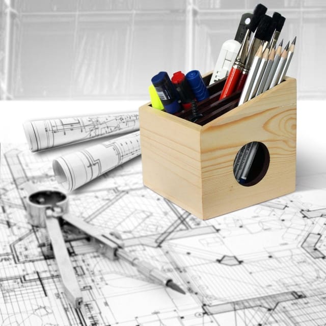 Craftlipi-Drawing Table Organizer : Pen Stand Made Of Wood : Desktop/Tabletop Organizer