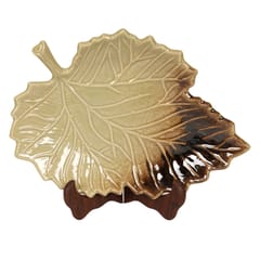 Country Clay-Maple Leaf Platter (Maroon and Cream) Made of Ceramic by Country Clay