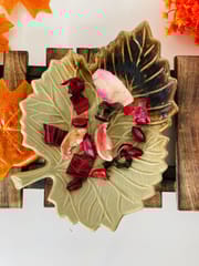 Country Clay-Maple Leaf Platter (Maroon and Cream) Made of Ceramic by Country Clay