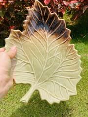Country Clay-Maple Leaf Platter (Maroon and Cream) Made of Ceramic by Country Clay