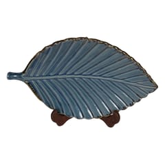 Country Clay-Leaf Platter (Royal Blue) Made of Ceramic by Country Clay