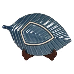 Country Clay-Leaf Platter (Royal Blue) Made of Ceramic by Country Clay