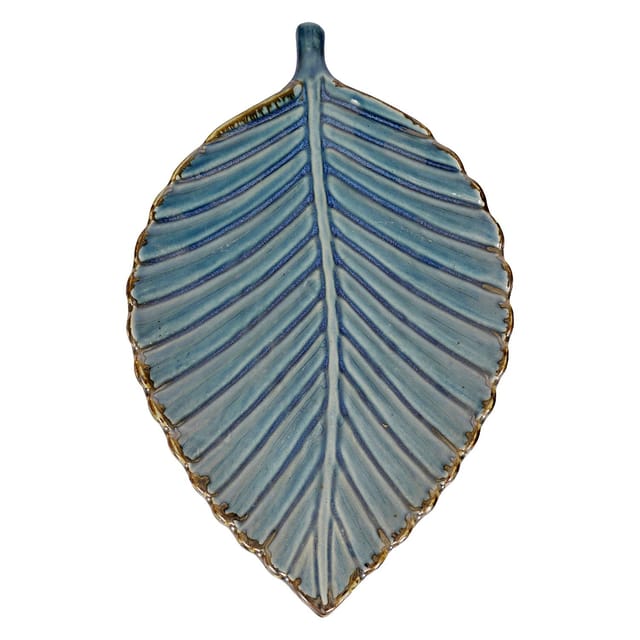 Country Clay-Leaf Platter (Royal Blue) Made of Ceramic by Country Clay