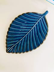 Country Clay-Leaf Platter (Royal Blue) Made of Ceramic by Country Clay