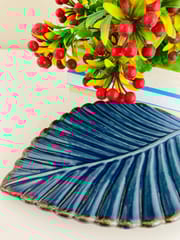 Country Clay-Leaf Platter (Royal Blue) Made of Ceramic by Country Clay