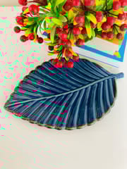 Country Clay-Leaf Platter (Royal Blue) Made of Ceramic by Country Clay
