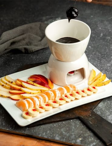 Country Clay Fondue Set (White) Made of Ceramic