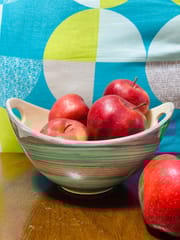 Country Clay-Fruit Bowl (Aqua Stripped) Made of Ceramic by Country Clay