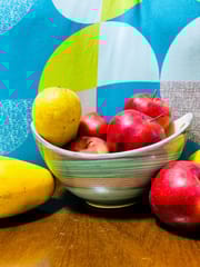 Country Clay-Fruit Bowl (Aqua Stripped) Made of Ceramic by Country Clay