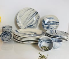 Country Clay-Dinner Set (18 pcs, Marble)
- 6 Full Plate
- 6 Quarter Plate
- 6 Cereal Bowls Made of Ceramic by Country Clay