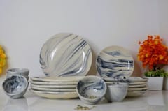 Country Clay-Dinner Set (18 pcs, Marble)
- 6 Full Plate
- 6 Quarter Plate
- 6 Cereal Bowls Made of Ceramic by Country Clay