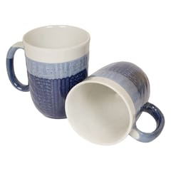 Country Clay-Coffee Mug (Tricolor, Blue & White) - Set of 2 Made of Ceramic by Country Clay