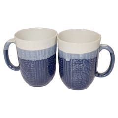 Country Clay-Coffee Mug (Tricolor, Blue & White) - Set of 2 Made of Ceramic by Country Clay