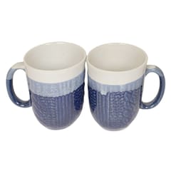 Country Clay-Coffee Mug (Tricolor, Blue & White) - Set of 2 Made of Ceramic by Country Clay