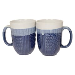 Country Clay-Coffee Mug (Tricolor, Blue & White) - Set of 2 Made of Ceramic by Country Clay