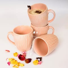 Country Clay-Coffee Mug (Tree Trunk, Baby Pink) - Set of 4 Made of Ceramic by Country Clay