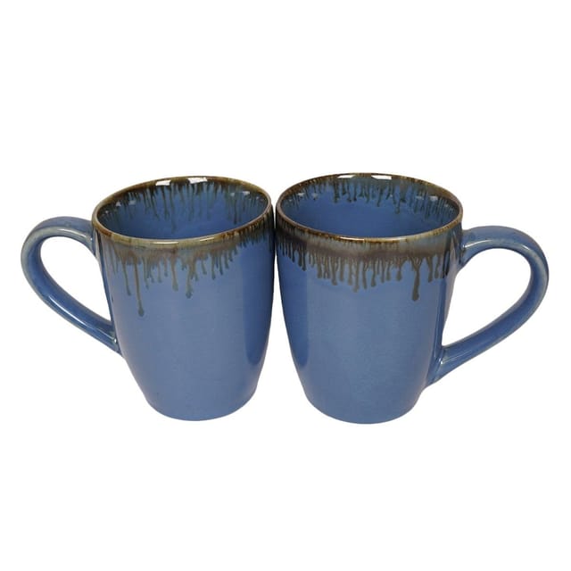 Country Clay-Coffee Mug (Droplet, Royal Blue) - Set of 2 Made of Ceramic by Country Clay