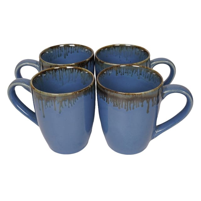 Country Clay-Coffee Mug (Droplet, Royal Blue) - Set of 4 Made of Ceramic by Country Clay