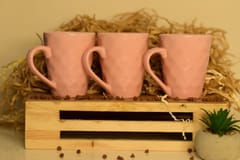 Country Clay-Coffee Mug (Diamond, Pink) - Set of 3 Made of Ceramic by Country Clay