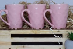 Country Clay-Coffee Mug (Diamond, Pink) - Set of 3 Made of Ceramic by Country Clay