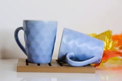 Country Clay-Coffee Mug (Diamond, Blue) - Set of 2 Made of Ceramic by Country Clay