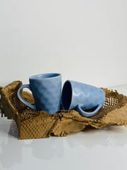 Country Clay-Coffee Mug (Diamond, Blue) - Set of 2 Made of Ceramic by Country Clay