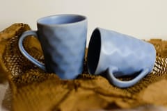 Country Clay-Coffee Mug (Diamond, Blue) - Set of 2 Made of Ceramic by Country Clay