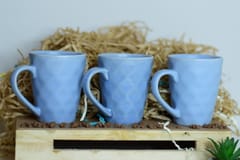 Country Clay-Coffee Mug (Diamond, Blue) - Set of 3 Made of Ceramic by Country Clay