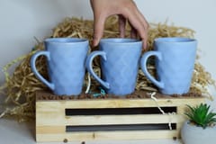 Country Clay-Coffee Mug (Diamond, Blue) - Set of 3 Made of Ceramic by Country Clay