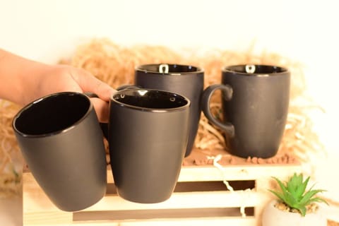 Country Clay-Coffee Mug (Black) - Set of 4 Made of Ceramic by Country Clay
