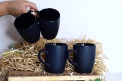 Country Clay-Coffee Mug (Black) - Set of 4 Made of Ceramic by Country Clay