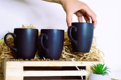 Country Clay-Coffee Mug (Black) - Set of 3 Made of Ceramic by Country Clay