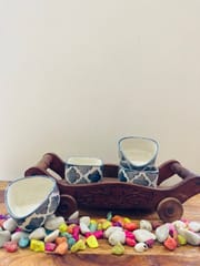 Country Clay-Chutney Bowl (Moroccan, Grey and White) - Set of 4 Made of Ceramic by Country Clay