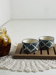 Country Clay-Chutney Bowl (Moroccan, Grey and White) - Set of 2 Made of Ceramic by Country Clay