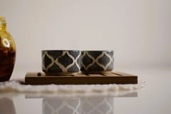 Country Clay-Chutney Bowl (Moroccan, Grey and White) - Set of 2 Made of Ceramic by Country Clay