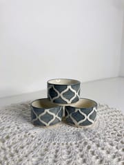 Country Clay-Chutney Bowl (Moroccan, Grey and White) - Set of 3 Made of Ceramic by Country Clay